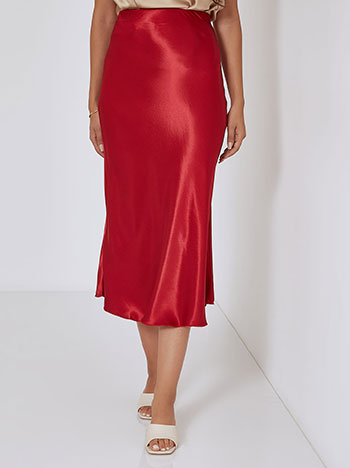 Satin skirt in dark red