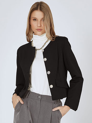 Blazer with shoulder pads in black