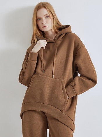 Sweatshirt asymmetric oversized in brown