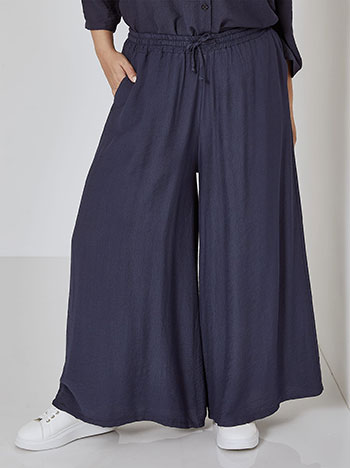 Wide leg trousers with pockets in dark blue