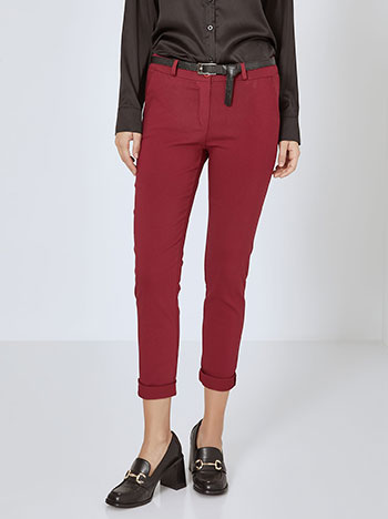 Trousers chino with detachable belt in wine red