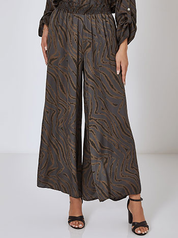 Printed wide leg trousers in dark grey