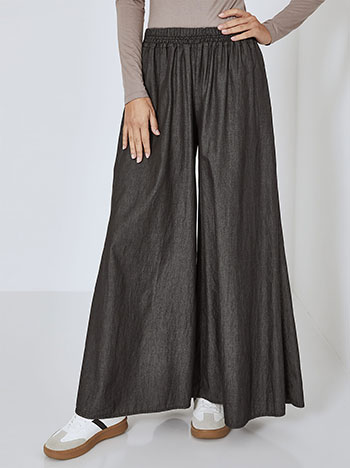 Cotton wide leg trousers in black