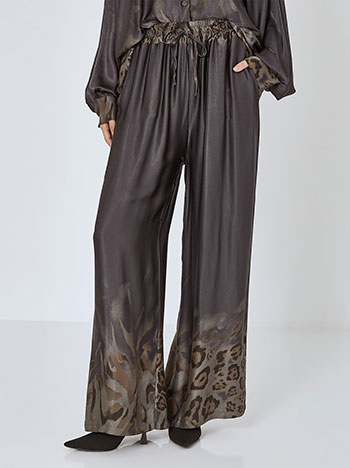 Wide leg trousers satin in dark grey