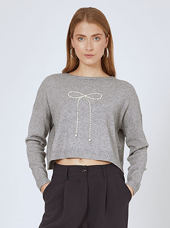 Sweater with bow in grey