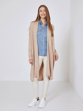 Cardigan long monochrome in dark beige