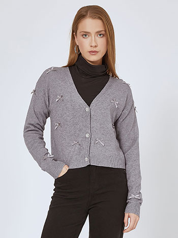 Cardigan with bows in grey