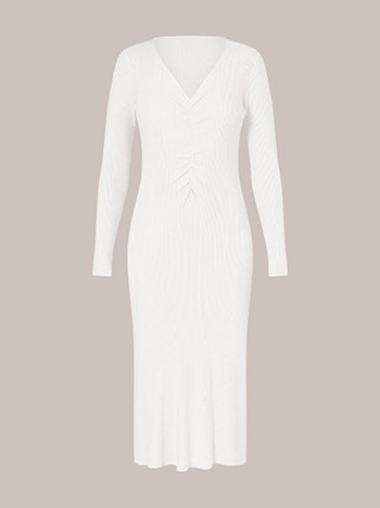 Dress ribbed with shirred details in white | Celestino