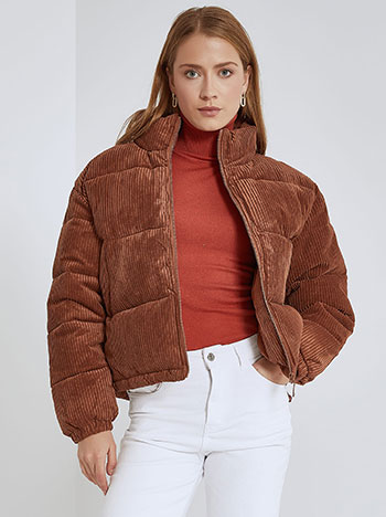 Jacket puffer corduroy in brown