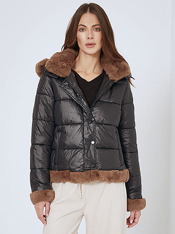 Jacket with fur details in black