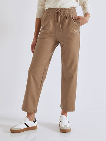 Trousers leather effect with fleece lining in light brown