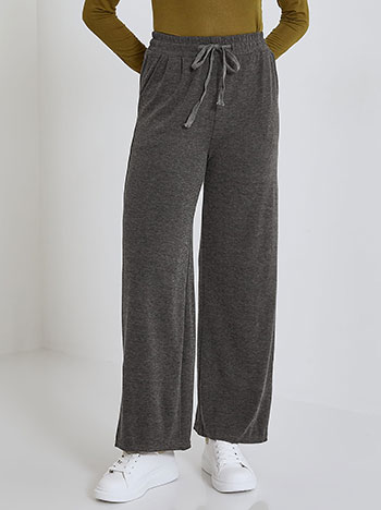 Sweatpants melange knitted with pockets in dark grey