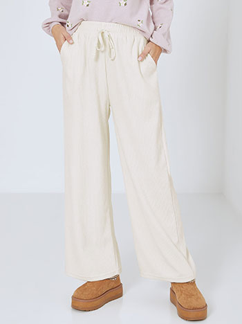 Wide leg trousers corduroy in off white