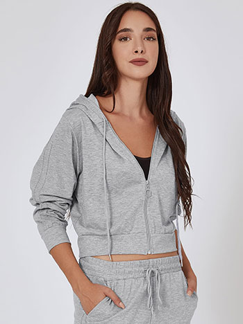 Cardigan with side stripes in grey