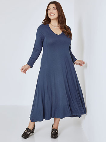 Dress with decorative seams in dark blue