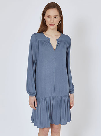 Dress midi with front cut out in rough blue