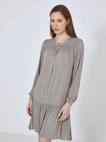 Dress midi with front cut out in grey