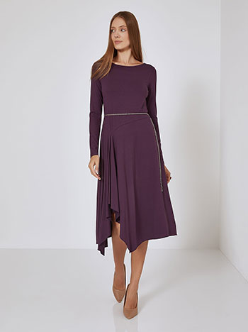 Dress midi asymmetric in dark purple