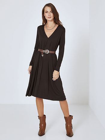 Dress midi with pleat in black