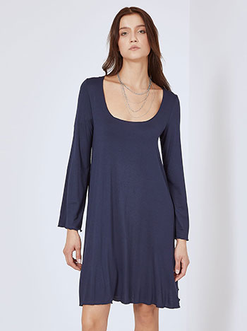 Dress with scoop neckline in dark blue