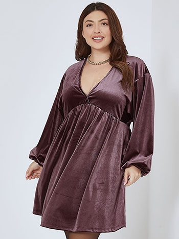 Dress velvet wrap front in dark purple