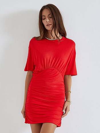 Dress mini with shirred details in red