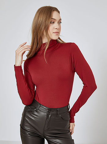 Bodysuit thermal turtleneck in wine red