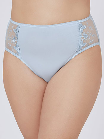 Brief with semi sheer details in sky blue