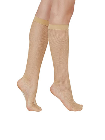 Socks fishnet high in beige