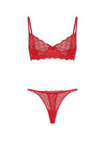 Lingerie set perforated in red