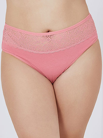 Brief with lace in dark pink