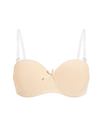 Bra with sheer straps in beige