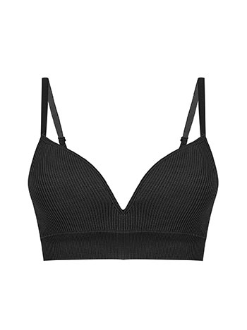 Ribbed bra in black