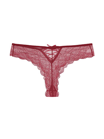 Brief brazilian with lace in wine red