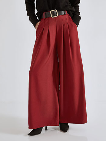 Trousers wide leg in wine red