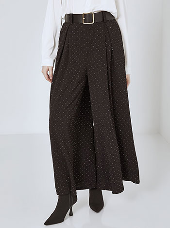 Trousers wide leg with strass and best in black