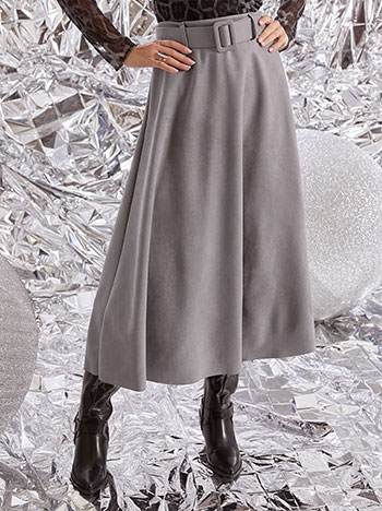 Skirt midi suede like in grey