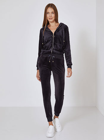 Tracksuit set velvet with sequin details in dark blue