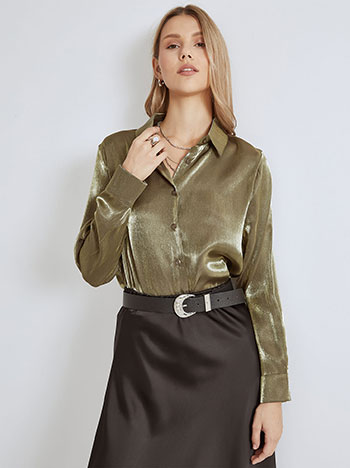 Shirt shiny in khaki