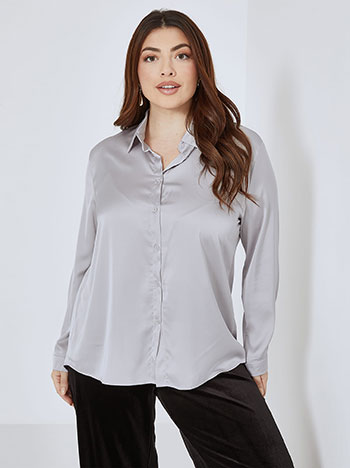 Shirt asymmetric satin in grey