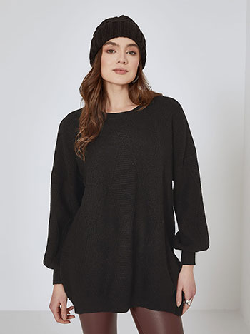 Sweater with textured details in black