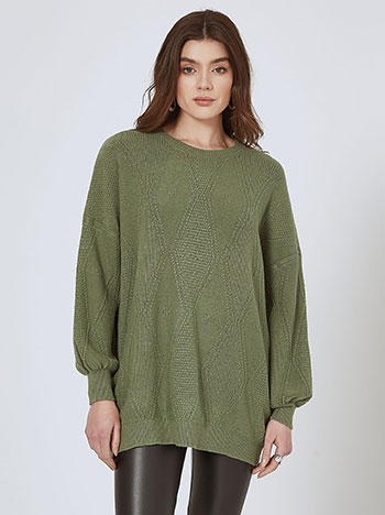 Sweater with textured details in khaki