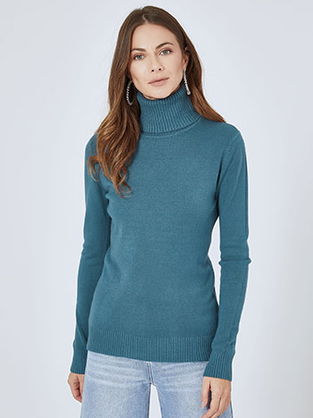 Turtleneck monochrome soft touch in teal