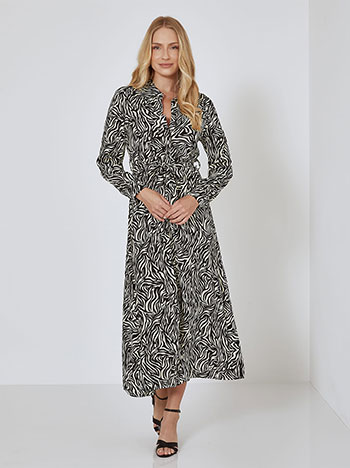 Shirtdress cotton in zebra print in off white