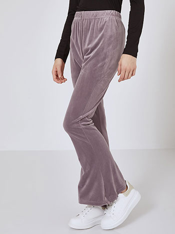 Flare trousers velvet in light purple