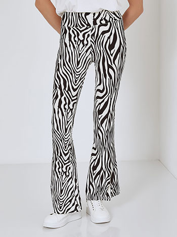 Flare trousers in zebra print in black-white