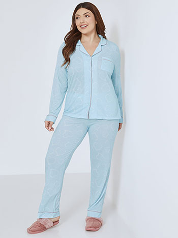 Pyjama set with hearts in sky blue