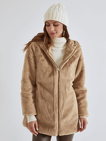 Jacket fur double face in beige