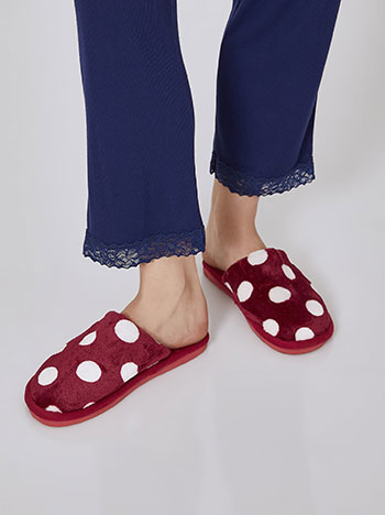 Slippers polka dot in wine red