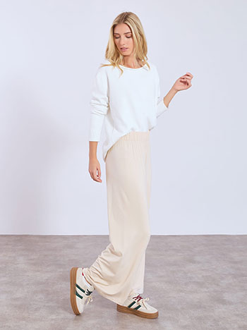 Trousers wide leg monochrome in beige